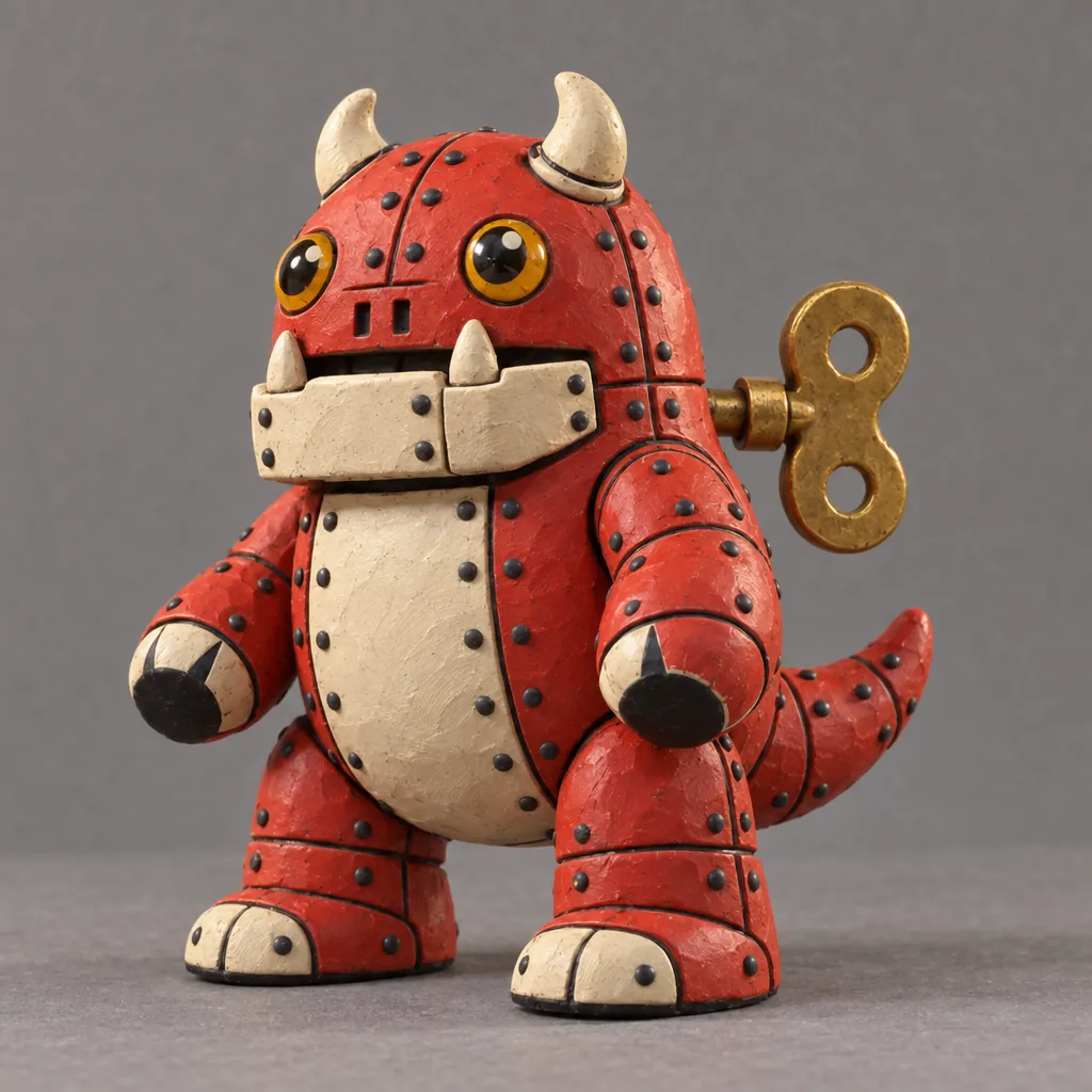 Rivet, the tin toy monster, drawn as a clay figure