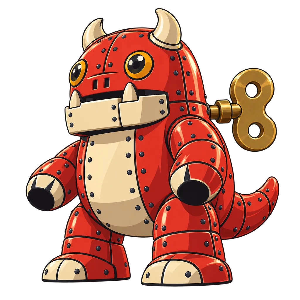 The studio’s tin-toy mascot, redrawn in the Shōnen style
